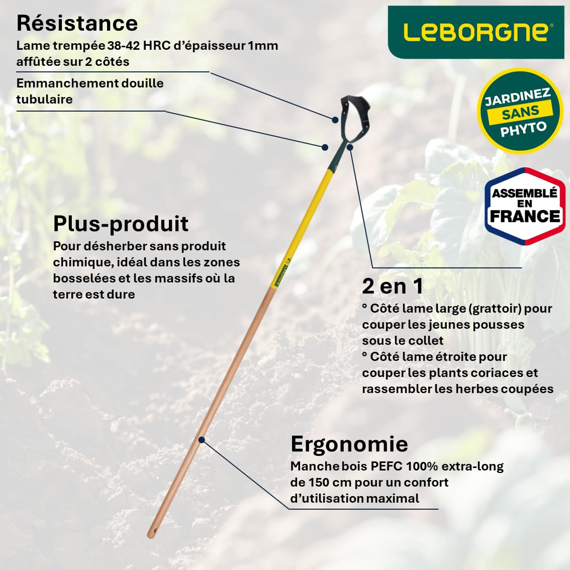 leborgne-grattoir-naturovert-150-cm-acier-tremp-2-en-1 image 2