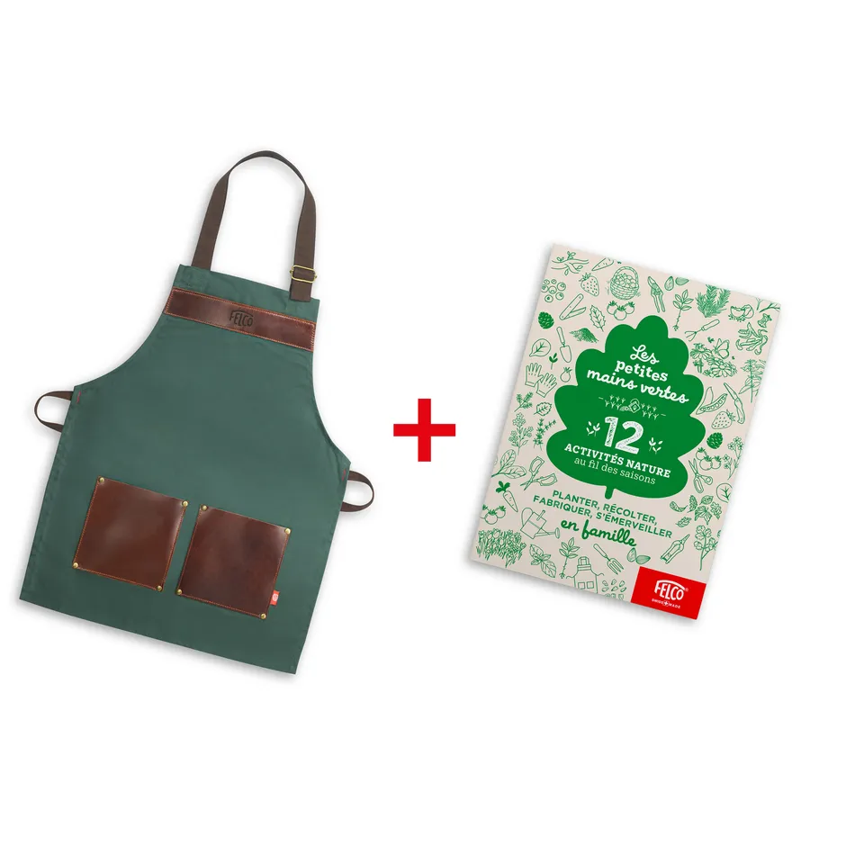 felco-kids-pack-tablier-enfant-livre-les-petites-mains-vertes-coffret-jardinage- image 1