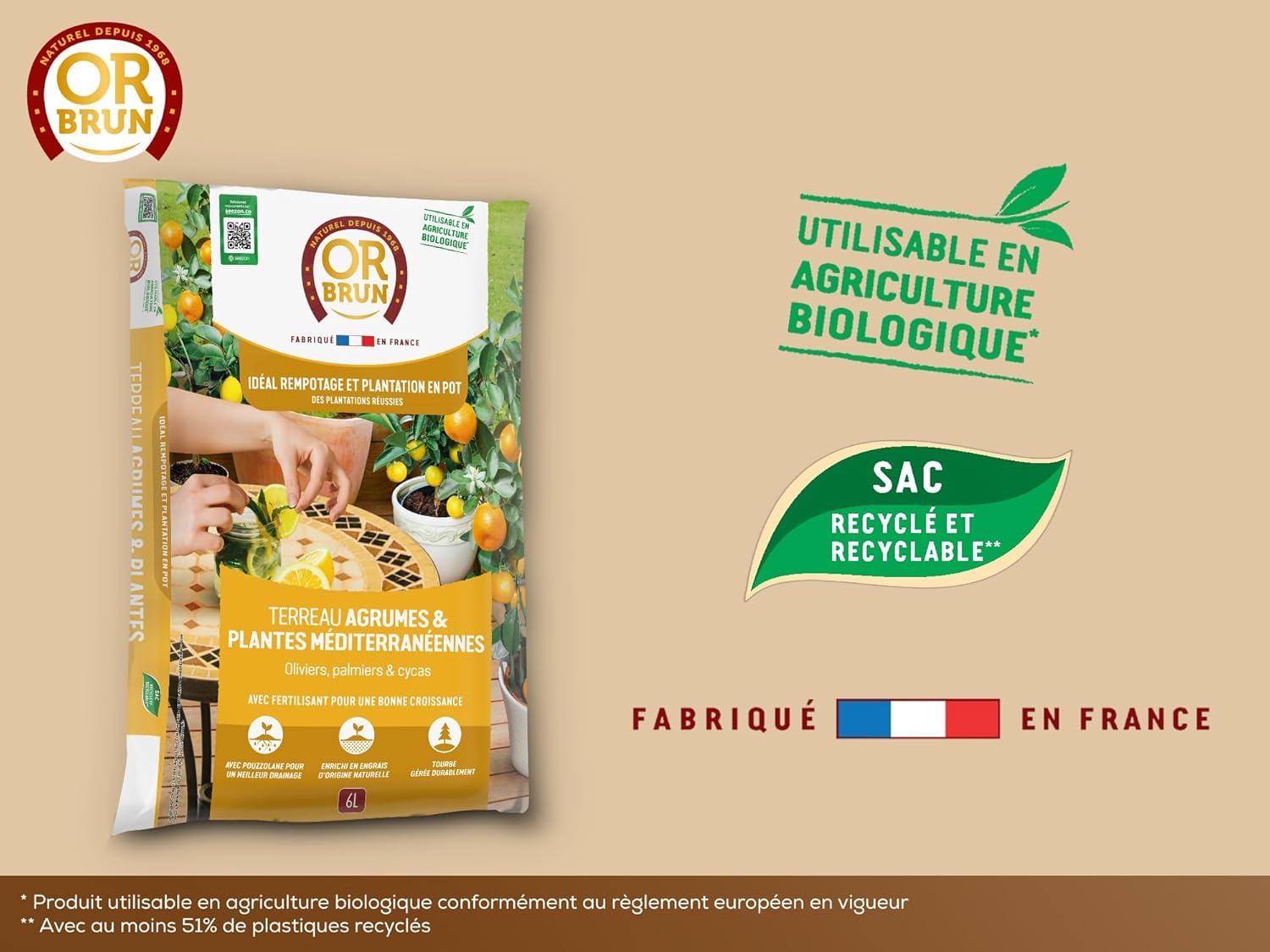 or-brun-terreau-agrumes-20-l-drainant-pouzzolane-citronniers-en-pot image 2