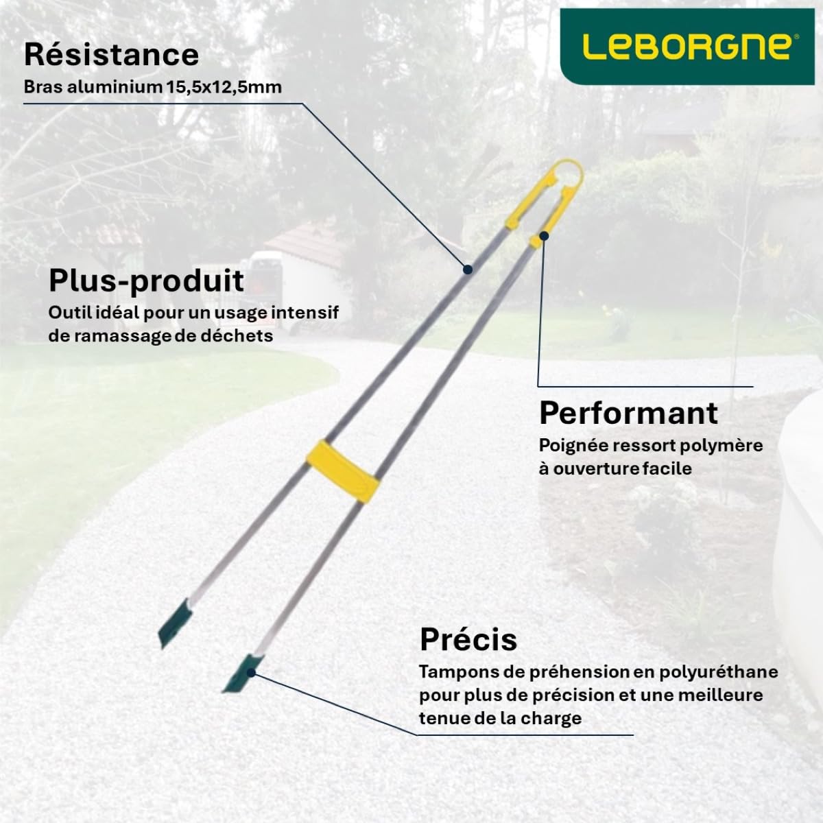 leborgne-pince-d-chets-duopro-92-cm-aluminium-0-29-kg-mors-polyur-thane image 2