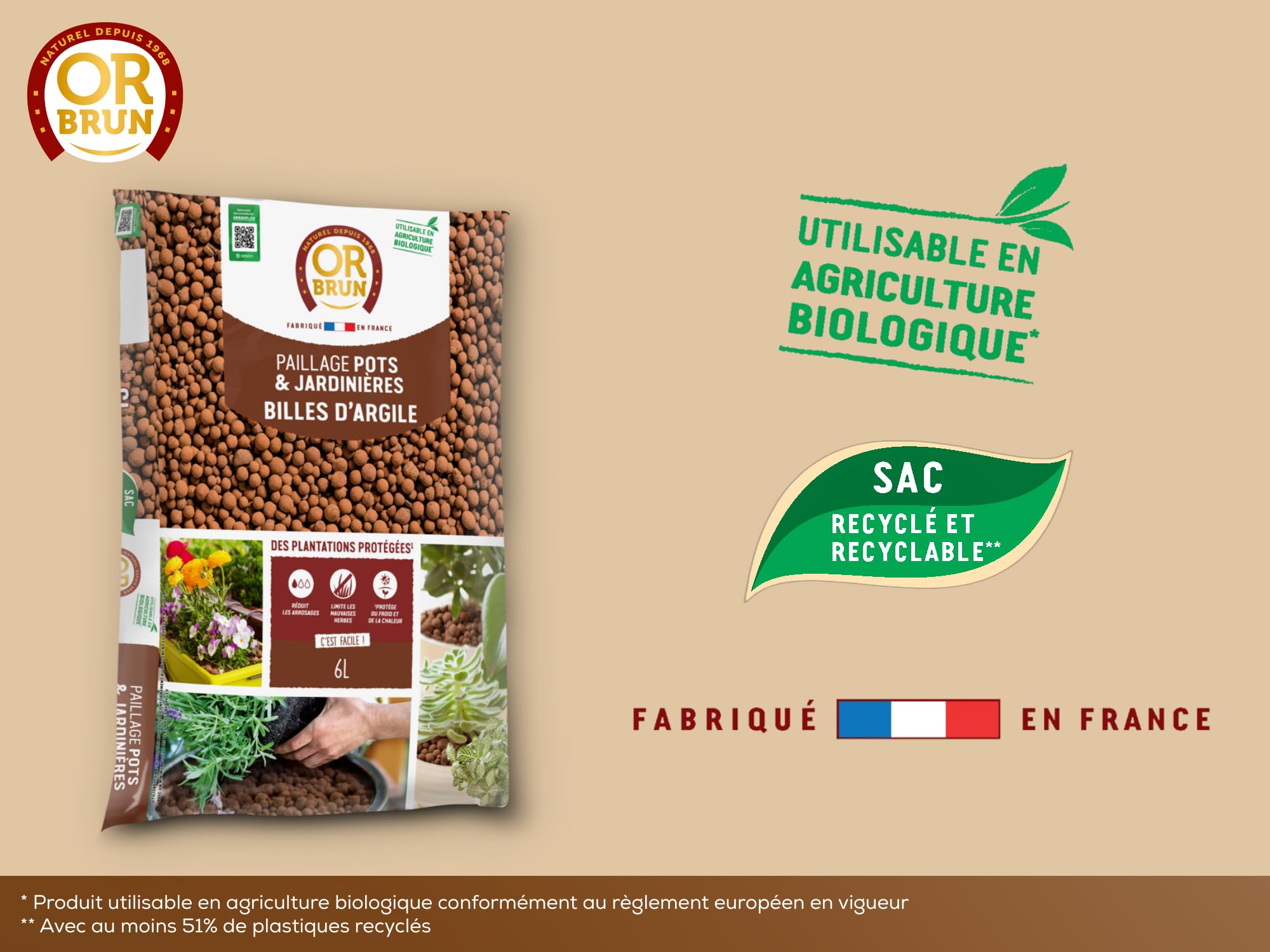 or-brun-billes-d-argile-6-l-drainage-et-humidit image 3